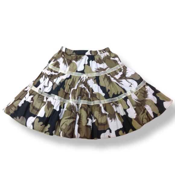 kit + lili Girls Skirt Size 4 Brown‎ Black Floral Print Ribbon Trim Cotton NEW - Picture 5 of 5